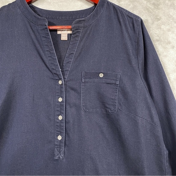J. Jill Denim Stretch Shirt Dress Long Sleeve Size L Blue - Picture 2 of 8